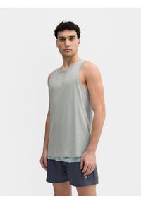 4f - Tank top regular z bawełny organicznej męski. Kolor: turkusowy. Materiał: bawełna. Wzór: nadruk