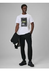 4f - 4F T-shirt regular z nadrukiem męski - biały M. Okazja: na co dzień. Kolor: biały. Materiał: dzianina, bawełna, materiał. Wzór: nadruk. Styl: casual, klasyczny #2