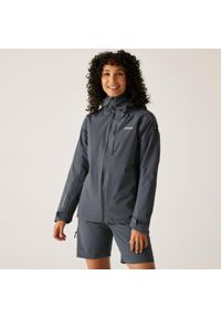 Regatta - Kurtka turystyczna przeciwdeszczowa damska Birchdale wodoodporna. Kolor: szary, wielokolorowy, fioletowy. Materiał: tkanina, poliester. Sport: turystyka piesza #1