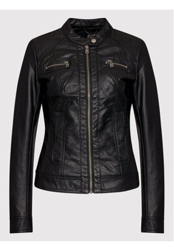 only - ONLY Kurtka z imitacji skóry Bandit 15081400 Czarny Regular Fit. Kolor: czarny. Materiał: wiskoza, skóra