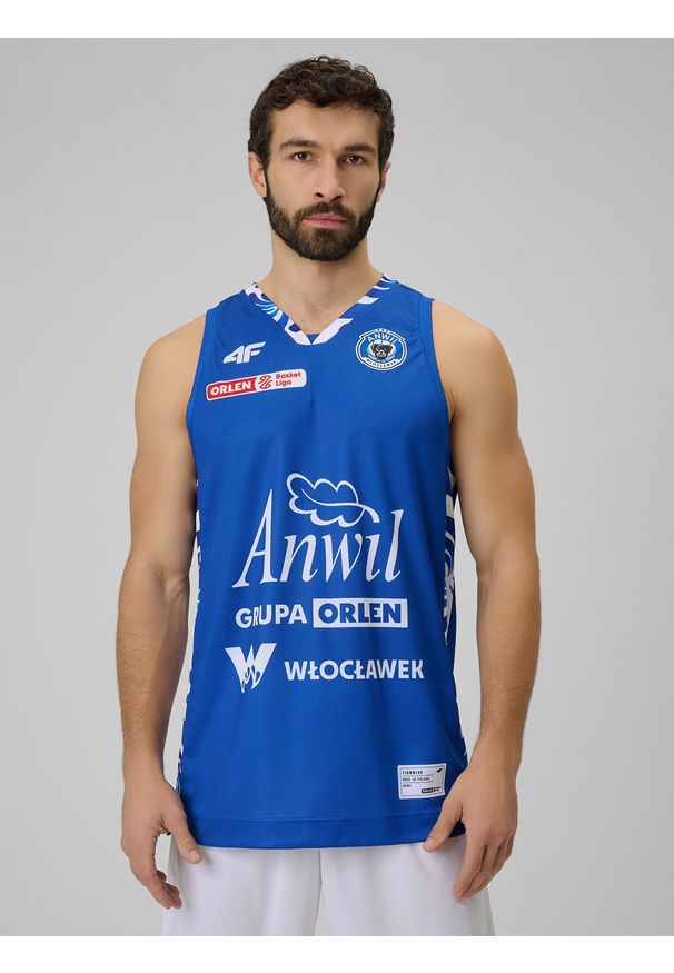 4f - 4F Koszulka meczowa replika wyjazdowa z sezonu 2025/26 męska 4F x Anwil Włocławek - niebieska S. Kolor: niebieski. Materiał: materiał. Długość: długie. Wzór: nadruk