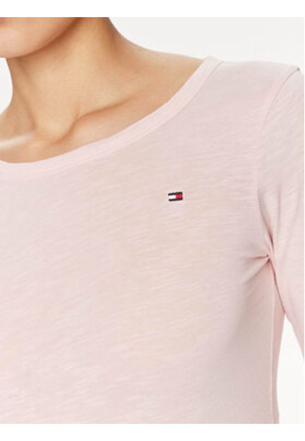 TOMMY HILFIGER - Tommy Hilfiger Bluzka WW0WW37861 Różowy Slim Fit. Kolor: różowy. Materiał: bawełna