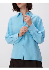 Reserved - Gładka koszula z modalu - turkusowy. Kolor: turkusowy. Wzór: gładki #1