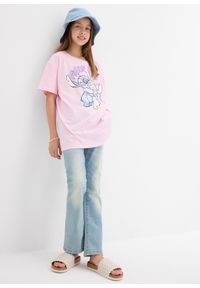 bonprix - Koszulka Disney Stitch z czystej bawełny. Kolor: różowy. Materiał: bawełna. Wzór: motyw z bajki