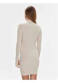 Calvin Klein Sukienka dzianinowa Iconic K20K206119 Beżowy Slim Fit. Kolor: beżowy. Materiał: syntetyk, dzianina
