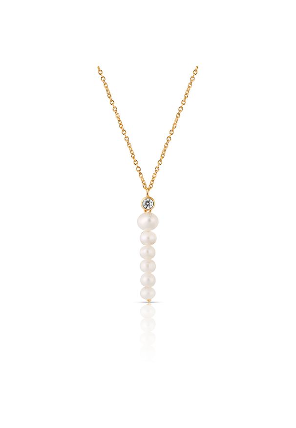 W.KRUK - Naszyjnik srebrny z perłami. Materiał: srebrne. Kolor: srebrny. Wzór: ze splotem, aplikacja. Kamień szlachetny: perła