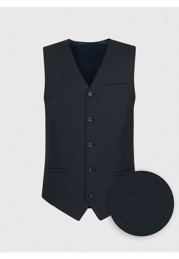 Pako Lorente - PAKO LORENTE – Granatowa kamizelka garniturowa. Kolor: niebieski. Materiał: poliester, wełna. Styl: elegancki, klasyczny
