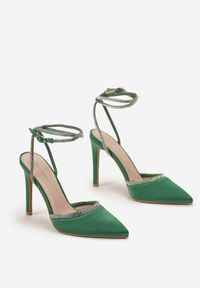 Renee - Zielone Sandały na Szpilce z Błyszczącymi Cyrkoniami Raraino. Kolor: zielony. Obcas: na szpilce. Styl: glamour #2