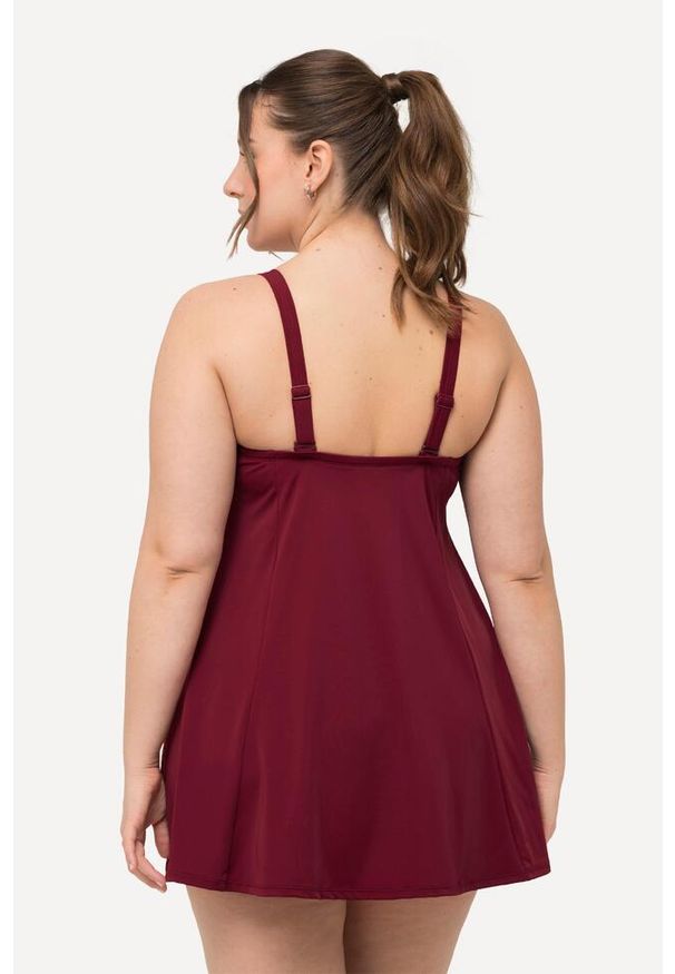 ULLA POPKEN - Damska Sukienka Kąpielowa kwiaty miękkie miseczki ramiączka z regulacją. Kolekcja: plus size. Kolor: czerwony. Materiał: elastan, poliamid, materiał. Wzór: kwiaty