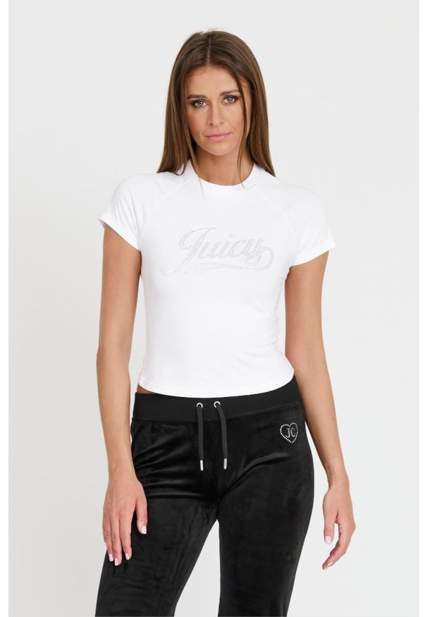 Juicy Couture - JUICY COUTURE Biały damski t-shirt Retroshrunken Tee, Rozmiar L. Kolor: biały