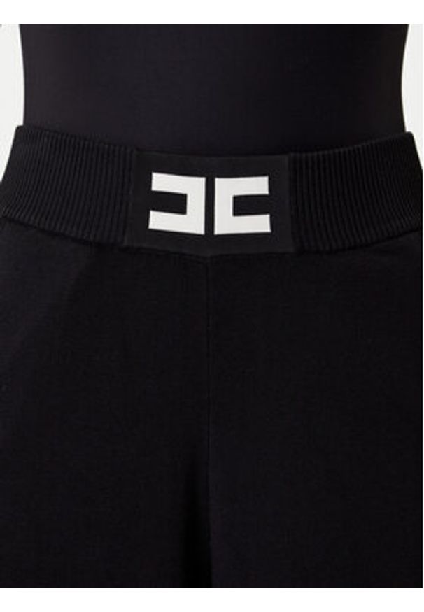 Elisabetta Franchi Spodnie dzianinowe KP-69S-56E2-V380 Czarny Regular Fit. Kolor: czarny. Materiał: wiskoza