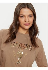 Guess T-Shirt V4YI06 I3Z14 Brązowy Boxy Fit. Kolor: brązowy. Materiał: bawełna