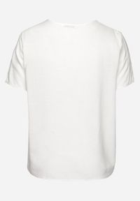 Born2be - Biały T-shirt Bluzka z Krótkim Rękawem z Ozdobnym HaftemTesagia. Kolor: biały. Długość rękawa: krótki rękaw. Długość: krótkie