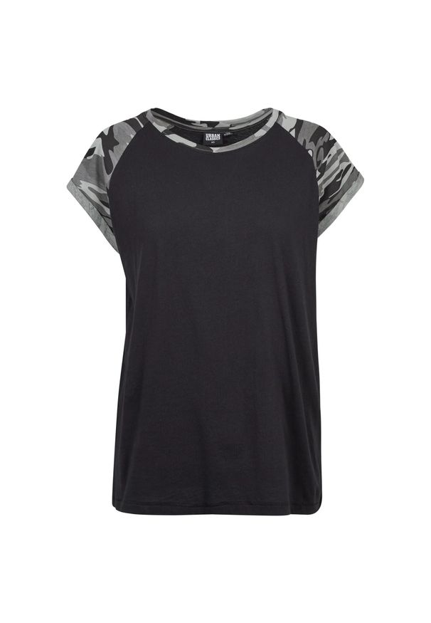 Urban Classics - T-shirt Damski Kontrastowy Raglanowy. Kolor: zielony, wielokolorowy, czarny, brązowy. Długość rękawa: raglanowy rękaw