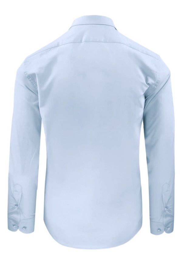 Wizytowa Koszula Bawełniana, Męska (Regular) - Victorio - Błękitna. Okazja: na co dzień. Kolor: niebieski. Materiał: elastan, bawełna. Długość rękawa: długi rękaw. Długość: długie. Styl: wizytowy