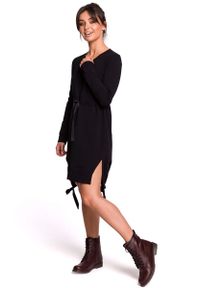 MOE - Czarna Casualowa Sukienka w Stylu Bluzy. Okazja: na co dzień. Kolor: czarny. Materiał: elastan, bawełna. Styl: casual
