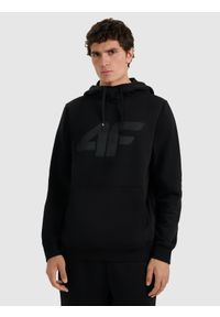4f - 4F Bluza dresowa nierozpinana z kapturem męska - czarna L. Okazja: na co dzień. Typ kołnierza: kaptur. Kolor: czarny. Materiał: dresówka. Styl: casual #1