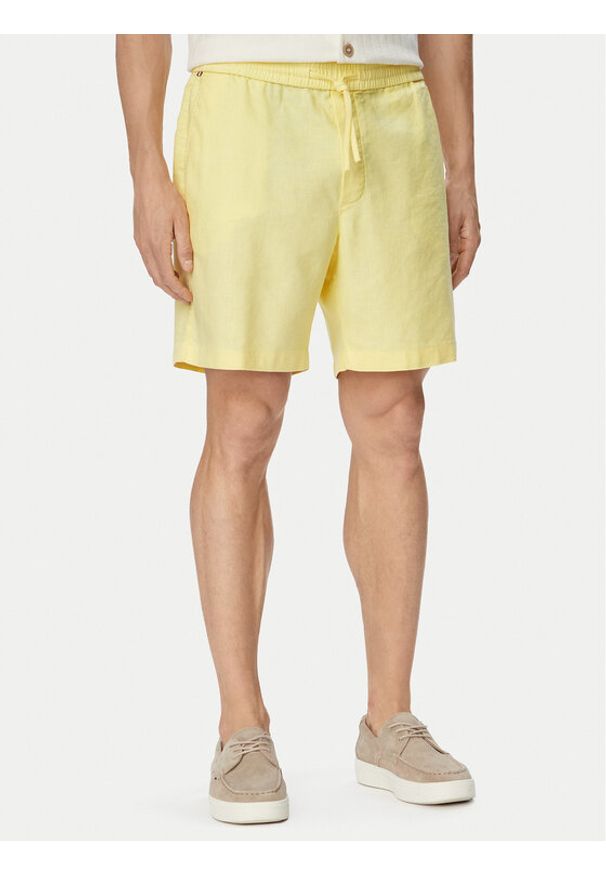 TOMMY HILFIGER - Tommy Hilfiger Szorty materiałowe Dover MW0MW44353 Żółty jasny Regular Fit. Kolor: żółty. Materiał: len