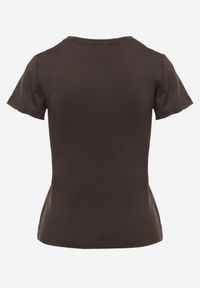 Renee - Ciemnoszary Klasyczny T-shirt o Gładkim Wykończeniu Rhethine. Kolor: szary. Materiał: jeans, zamsz. Długość: krótkie. Wzór: gładki. Styl: klasyczny #8