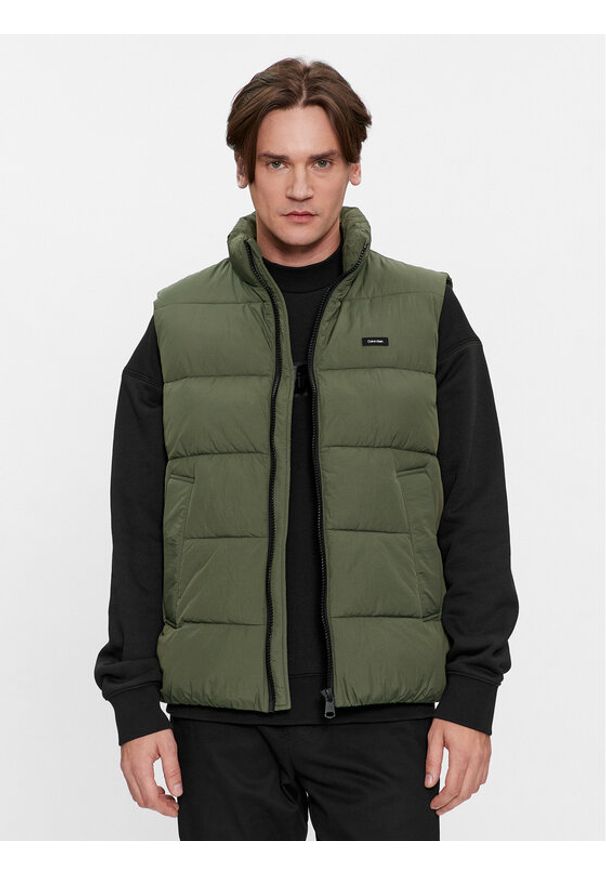 Calvin Klein Bezrękawnik Crinkle K10K110334 Zielony Regular Fit. Kolor: zielony. Materiał: syntetyk. Długość rękawa: bez rękawów