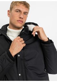 bonprix - Ocieplana zimowa parka z kożuszkiem i odpinanym kapturem. Kolor: czarny. Materiał: poliester. Długość: długie. Sezon: zima #3