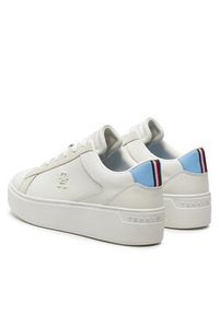 TOMMY HILFIGER - Tommy Hilfiger Sneakersy Th Platform Court Sneaker Nbk FW0FW08210 Écru. Materiał: skóra. Obcas: na platformie