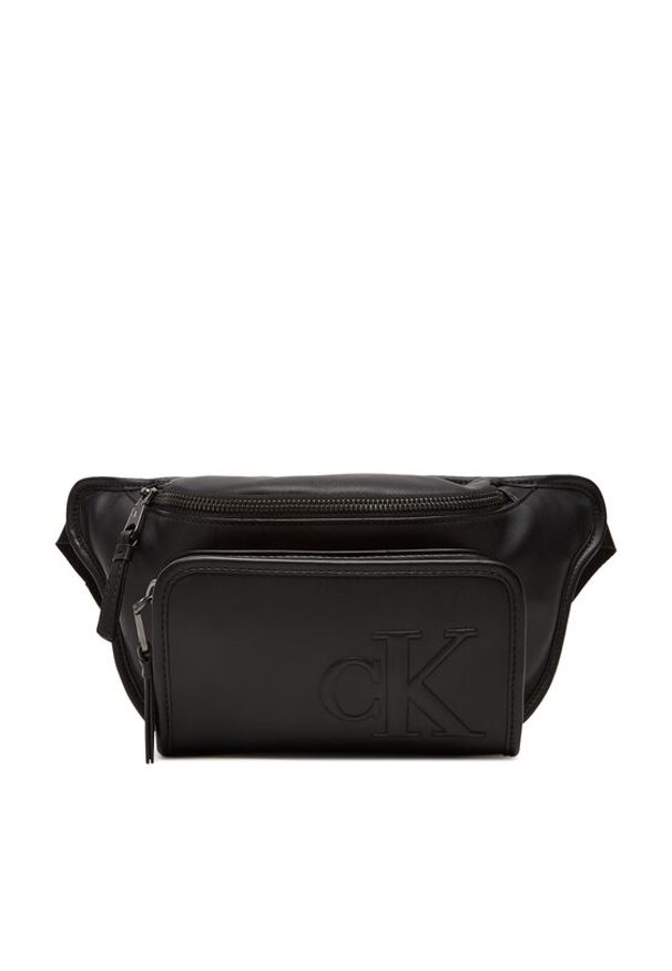 Calvin Klein Saszetka nerka Sculpted Impression Waistbag 38 LV04G3160G Czarny. Kolor: czarny. Materiał: skóra