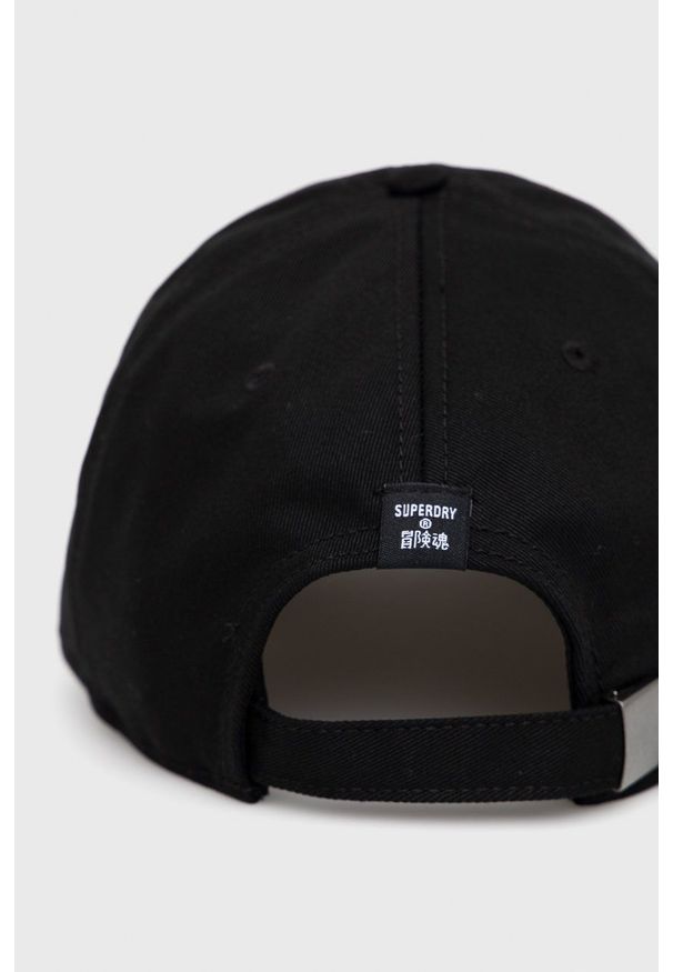 Superdry Czapka kolor czarny gładka. Kolor: czarny. Wzór: gładki