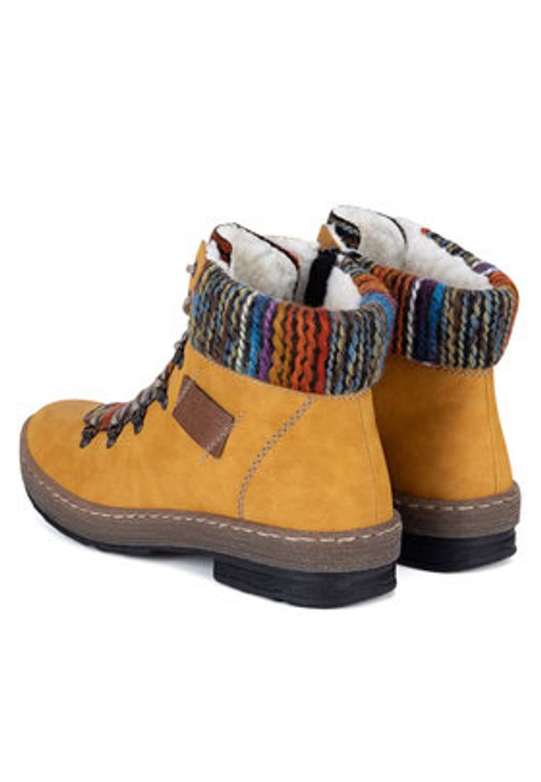 Rieker Trzewiki Z6743-68 Żółty. Kolor: żółty. Materiał: materiał