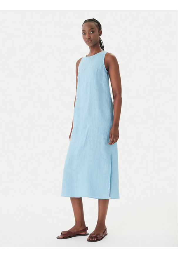 Marella Sukienka letnia Velo 2615221352 Błękitny Regular Fit. Kolor: niebieski. Materiał: len. Sezon: lato