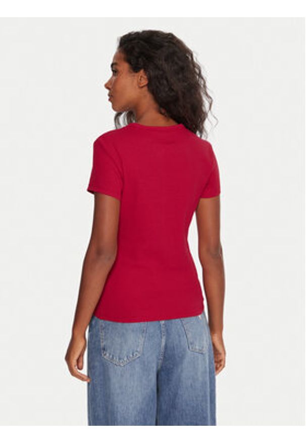 Tommy Jeans T-Shirt Essential DW0DW17383 Różowy Slim Fit. Kolor: różowy. Materiał: bawełna