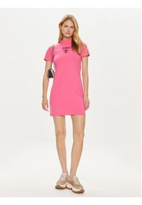 Guess Sukienka codzienna V4YK02 KCDH1 Różowy Regular Fit. Okazja: na co dzień. Kolor: różowy. Materiał: bawełna. Typ sukienki: proste. Styl: casual #3