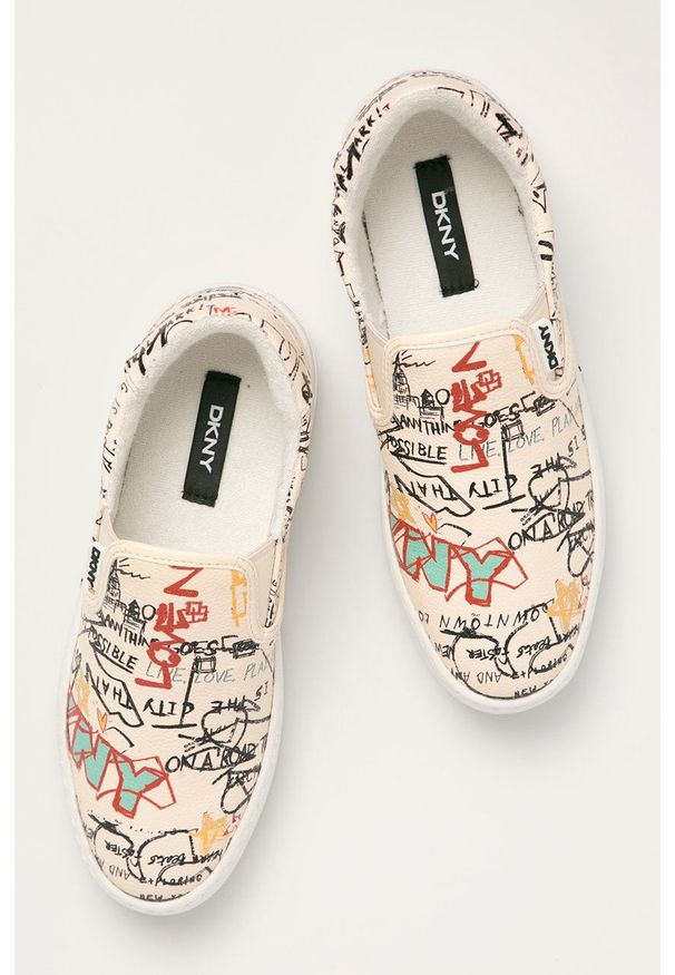 DKNY - Dkny - Tenisówki. Nosek buta: okrągły. Kolor: beżowy. Materiał: guma