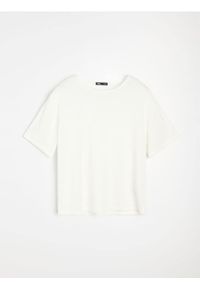 Sinsay - Koszulka z krótkim rękawem z wiskozą - kremowy. Kolor: kremowy. Materiał: wiskoza. Długość rękawa: krótki rękaw. Długość: krótkie #1