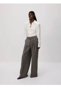 Reserved - Spodnie z zakładkami - brązowy. Kolor: brązowy. Materiał: tkanina