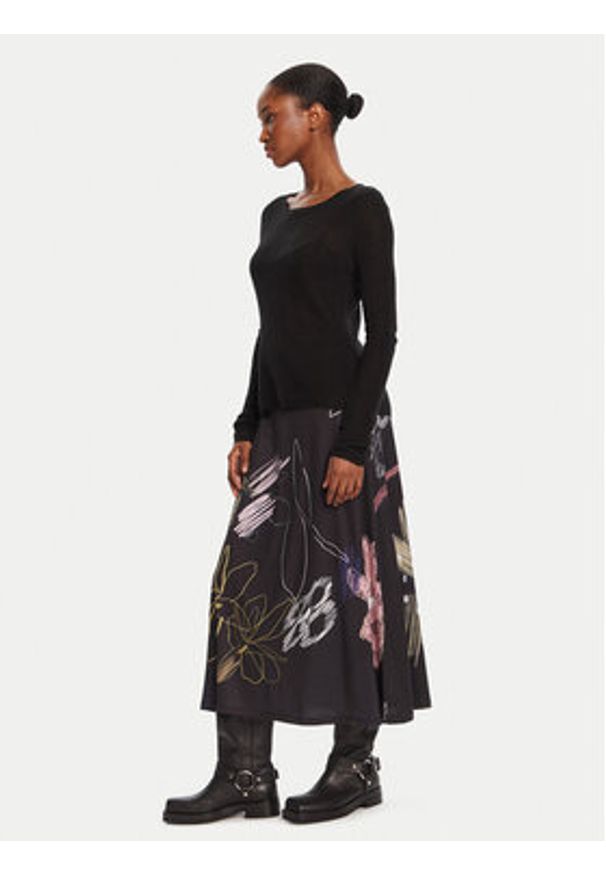 Desigual Sukienka codzienna Kala 25WWVK25 Czarny Slim Fit. Okazja: na co dzień. Kolor: czarny. Materiał: syntetyk. Typ sukienki: proste. Styl: casual