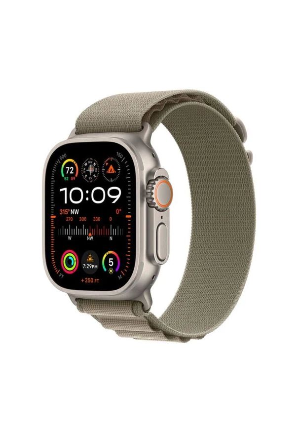 APPLE - Smartwatch Apple Watch Ultra 2 GPS + Cellular 49mm Titanium Case Alpine Loop Large Zielony (MRF03WB/A). Rodzaj zegarka: smartwatch. Kolor: zielony