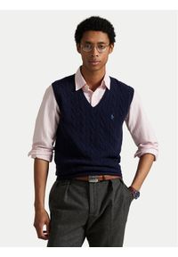 Polo Ralph Lauren Sweter 710974166001 Granatowy Regular Fit. Typ kołnierza: polo. Kolor: niebieski. Materiał: wełna