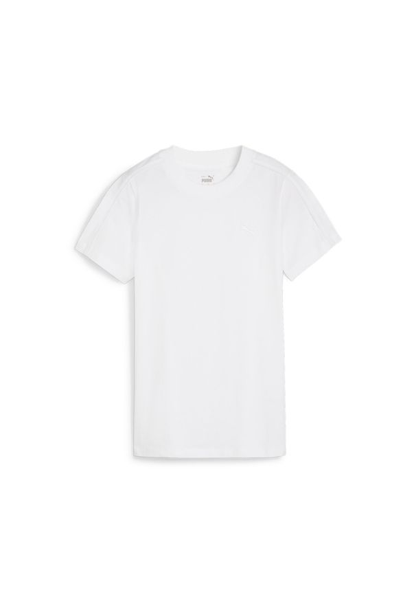 Puma - Koszulka damska HER PUMA White. Kolor: biały. Materiał: guma. Wzór: nadruk. Sport: joga i pilates