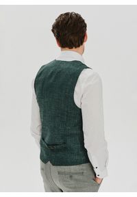 Pako Lorente - PAKO LORENTE – Zielona dwurzędowa kamizelka męska. Kolor: zielony. Wzór: melanż #2