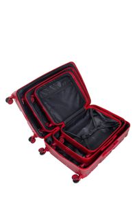 Ochnik - Komplet walizek na kółkach 19'/24'/28'. Kolor: czerwony. Materiał: materiał, poliester, guma #6