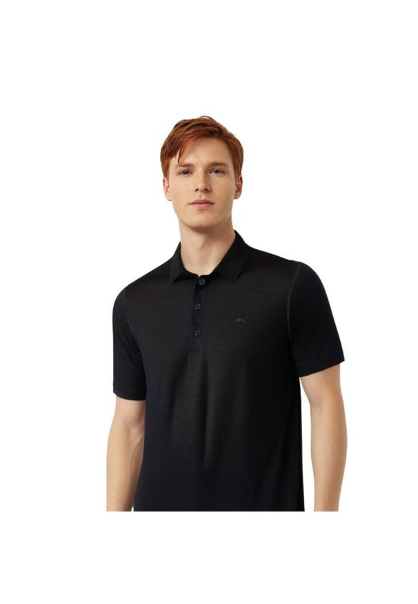 FJORK MERINO - Koszulka polo Rigi Merino. Typ kołnierza: polo. Kolor: czarny. Materiał: wełna