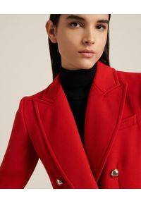 Luisa Spagnoli - LUISA SPAGNOLI - Czerwony płaszcz wełniany SUONO. Kolor: czerwony. Materiał: wełna. Długość: do kolan. Styl: klasyczny #2