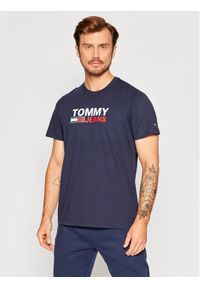 Tommy Jeans T-Shirt Corp Logo DM0DM15379 Granatowy Regular Fit. Kolor: niebieski. Materiał: bawełna
