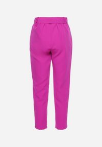 Born2be - Fioletowe Spodnie z Paskiem Ioleinaa. Kolor: fioletowy. Materiał: materiał, koronka. Wzór: jednolity. Styl: elegancki #2