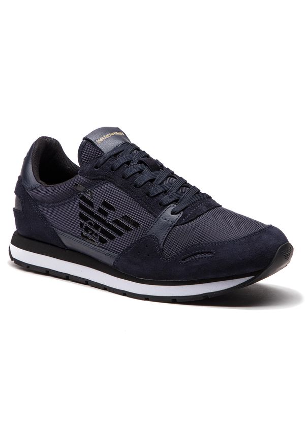 Emporio Armani - Sneakersy EMPORIO ARMANI - X4X215 XL198 T370 Navy/D.Navy/D.Navy. Okazja: na co dzień. Kolor: niebieski. Materiał: zamsz, materiał. Szerokość cholewki: normalna. Styl: casual