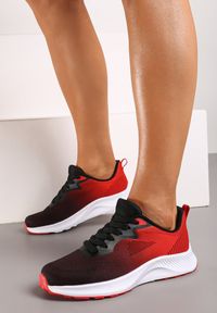 Renee - Czarno-Czerwone Sneakersy Buty Sportowe Sznurowane z Efektem Ombre Vikillael. Okazja: na co dzień. Zapięcie: sznurówki. Kolor: czarny. Obcas: na obcasie. Wysokość obcasa: niski #1