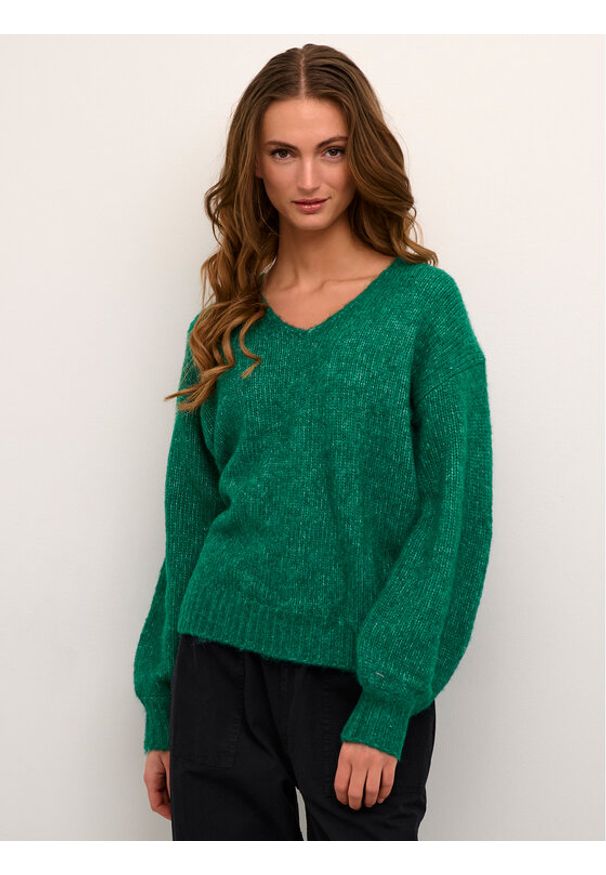 Kaffe Sweter Kasarla V-Neck 10506829 Zielony Loose Fit. Kolor: zielony. Materiał: syntetyk