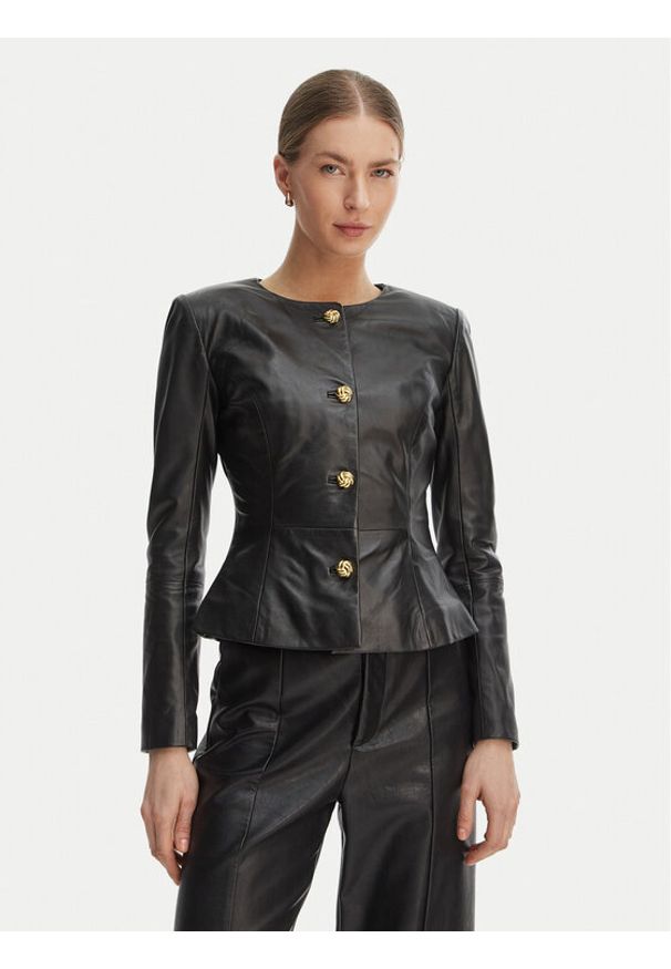 Marciano Guess Kurtka skórzana G6GL02 L0083 Czarny Regular Fit. Kolor: czarny. Materiał: skóra