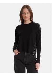 DKNY Sweter P5MSLJ92 Czarny Regular Fit. Kolor: czarny. Materiał: wiskoza